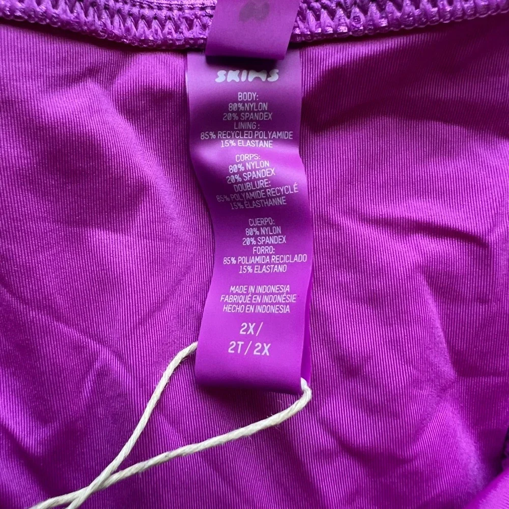 SKIMS Metallic Swim Tie Bikini Bottom Dragon Fruit Purple BB-TNG-2804 Womens 2X